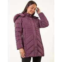 Roman Petite Longline Padded Puffer Coat - Plum