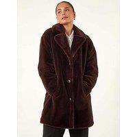 Roman Petite Longline Fur Coat - Chocolate