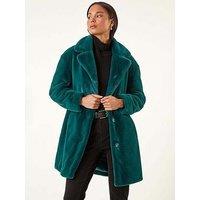 Roman Petite Longline Fur Coat - Teal