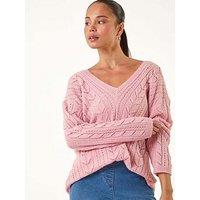 Roman Petite V-Neck Knit Jumper - Light Pink