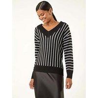 Roman Metallic Stripe Knit Jumper - Black