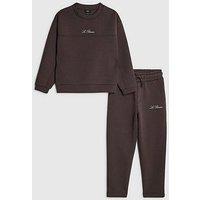 River Island Older Boys Scuba Crew Neck Jogger Set - Brown