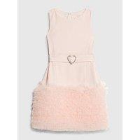 River Island Older Girls 3D Heart Organza Hem Dress - Light Pink