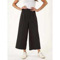 Roman Petite Cropped Wide Leg Stretch Trouser - Black