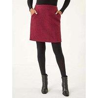 Roman Boucle Textured A-Line Skirt - Wine
