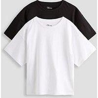 The Very Collection Girls 2 Pack Short Sleeve T-Shirts - Black/White