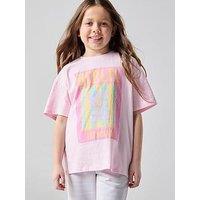 The Very Collection Girls Berlin Slogan Short Sleeve T-Shirt - Pink