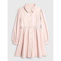 River Island Older Girls Waistband Faux Leather Shirt Dress - Pink