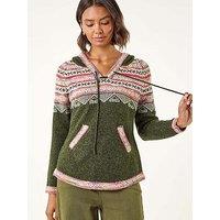 Roman Nordic Print Hooded Jumper - Khaki