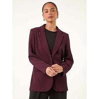 Roman Petite Textured Buttoned Blazer - Plum