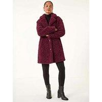 Roman Petite Teddy Longline Coat - Wine