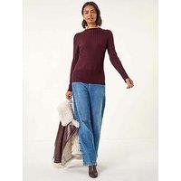 Roman Ribbed Detail Knitted Jumper - Burgundy