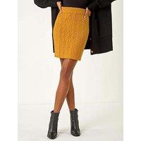Roman Cable Knitted Elastic Waist Skirt - Amber