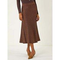 Roman Shimmer Knit Midi Skirt - Dark Brown