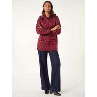 Roman Hooded Quilted Puffer Coat - Red