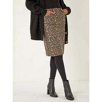 Roman Animal Print A-Line Skirt - Chocolate