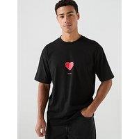 Hugo Dalentin Heart Logo Back Print T-Shirt - Black