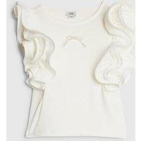 River Island Older Girls Bow Ruffle Tank Top - White