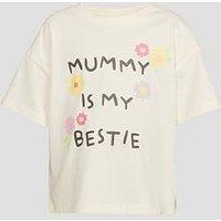 The Very Collection Girls Mummy Is My Bestie Slogan T-Shirt - Cream