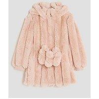 River Island Mini Girls Faux Fur Coat With Bag - Pink