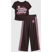 River Island Older Girls Fierce Smile Tracksuit Set - Brown