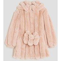 River Island Older Girls Faux Fur Coat With Bag - Light Pink