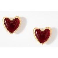 Mint Velvet Stone Heart Stud Earrings - Gold