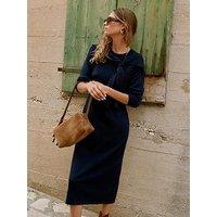 Mint Velvet Navy Knit Scarf Midi Dress - Blue