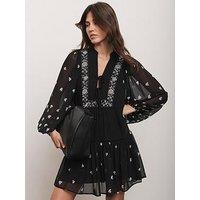 Mint Velvet Black Placement Printed Dress