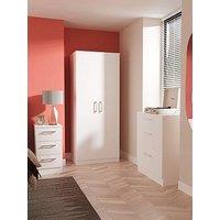 Swift Hatton Ready Assembled Bedroom Package - 2 Door Wardrobe, 3 Drawer Chest & Bedside Cabinet