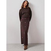 The Very Collection Embellished Maxi Skirt Co-Ord - Brown