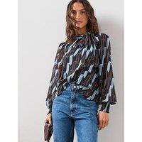 The Very Collection Pussybow Ribbon Print Top - Multi