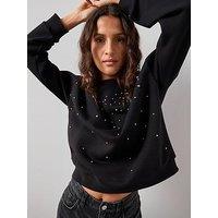 The Very Collection Stud Detail Oversized Sweatshirt - Black