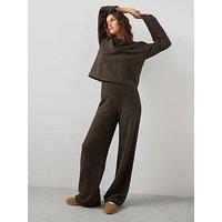 The Very Collection Boucle Wide Leg Trousers Co-Ord - Brown