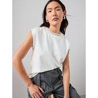 The Very Collection Embellished High Neck Top - Cream