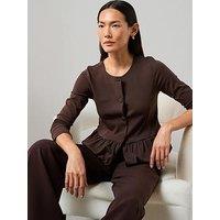 The Very Collection Peplum Button Up Top - Brown