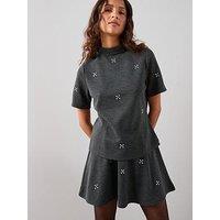 The Very Collection Embellished Mini Skirt Co-Ord - Grey