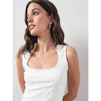 The Very Collection Pearl Detail Corset Top - Cream