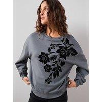 The Very Collection Devore Washed Sweatshirt - Grey
