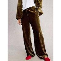 White Stuff Belle Wide Leg Velvet Trouser - Green