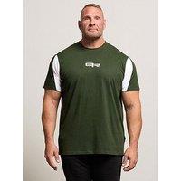 Badrhino Colour Block Sleeve T-Shirt - Dark Green