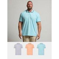 Badrhino 3 Pack Tipped Collar Polo Shirts - Multi