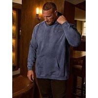 Badrhino Navy Blue Sun Bleached Hoodie - Dark Blue