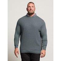 Badrhino Cable Knit Mock Collar Knitted Jumper - Blue