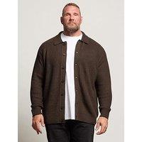 Badrhino Brown Long Sleeve Knitted Shirt - Dark Brown