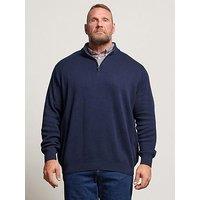 Badrhino Half Zip Mock Collar Knitted Jumper - Navy