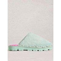 White Stuff Faux Fur Slipper Mule - Green