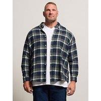 Badrhino Green Brushed Check Long Sleeve Shirt - Navy