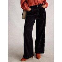 White Stuff Tia Velvet Wide Leg Jeans - Black