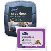 Silentnight Seersucker Coverless 10.5 Tog Duvet And Pillowcase Set With Deep Sleep Pillow Pair - King